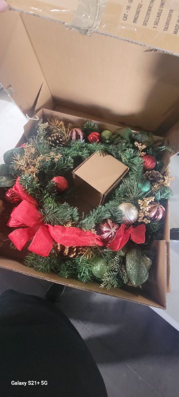 Photo 1 of 32 INCH PRELIT DECORSTED WREATH 