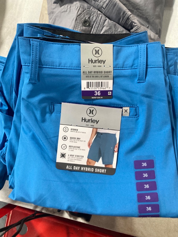 Photo 2 of Hurley Mens All Day Hybrid Shorts Quick Dry 4-Way Stretch BLUE Size 36
