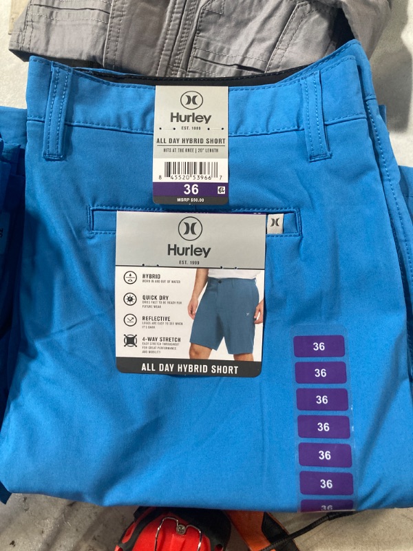 Photo 2 of Hurley Mens All Day Hybrid Shorts Quick Dry 4-Way Stretch BLUE Size 36
