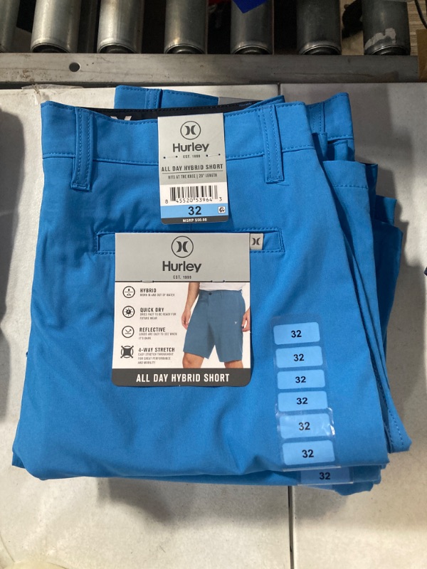 Photo 2 of Hurley Mens All Day Hybrid Shorts Quick Dry 4-Way Stretch Blue Size 32
