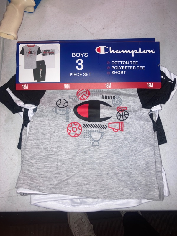 Photo 2 of Champion Toddler Boys'Grey/White/Black 3 Piece Active Set SIZE 18M
