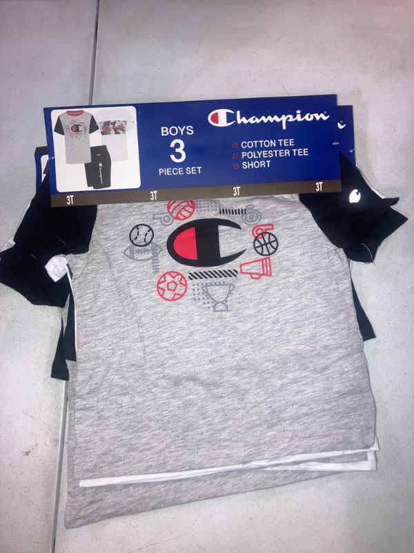 Photo 2 of Champion Toddler Boys'Grey/White/Black 3 Piece Active Set SIZE 3T
