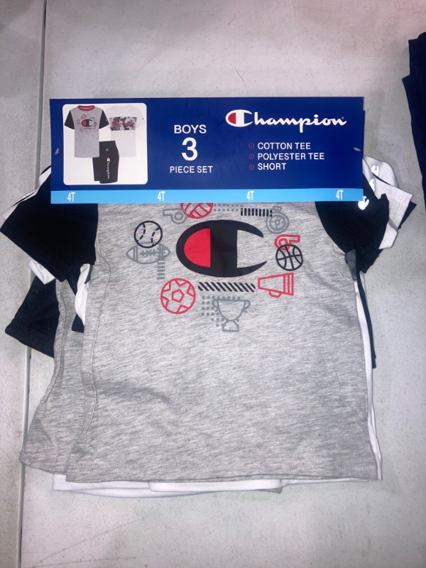 Photo 2 of Champion Toddler Boys'Grey/White/Black 3 Piece Active Set SIZE 4T
