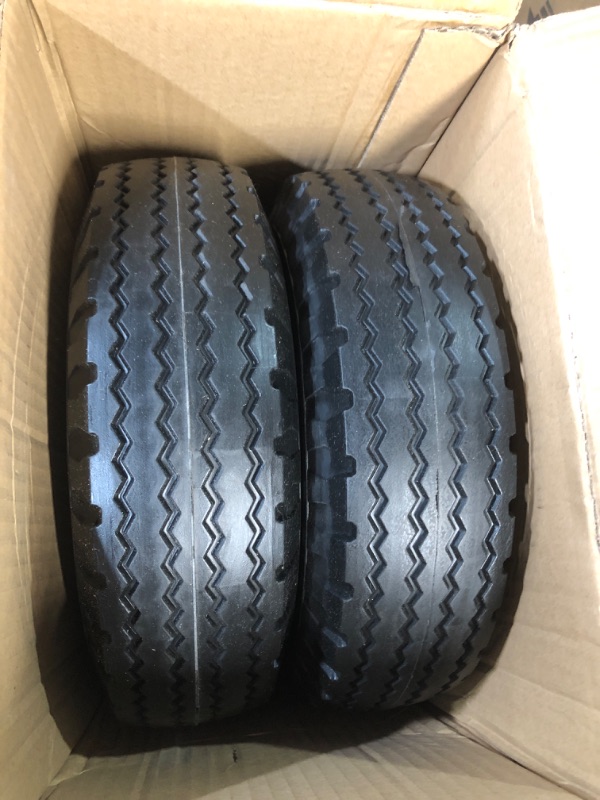 Photo 2 of 2-Pack 4.10/3.50-6" Flat Free Tire with Rim,13" Hand Truck Utility Universal Wheels, 3" Centered Hub with 5/8" Ball Bearings,w/Grease Fitting,410/350-6",410/350x6