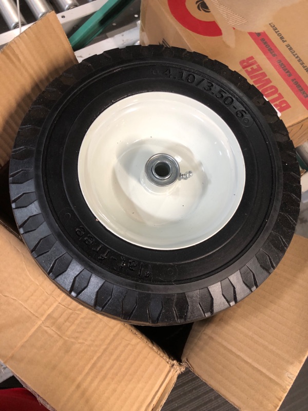 Photo 3 of 2-Pack 4.10/3.50-6" Flat Free Tire with Rim,13" Hand Truck Utility Universal Wheels, 3" Centered Hub with 5/8" Ball Bearings,w/Grease Fitting,410/350-6",410/350x6