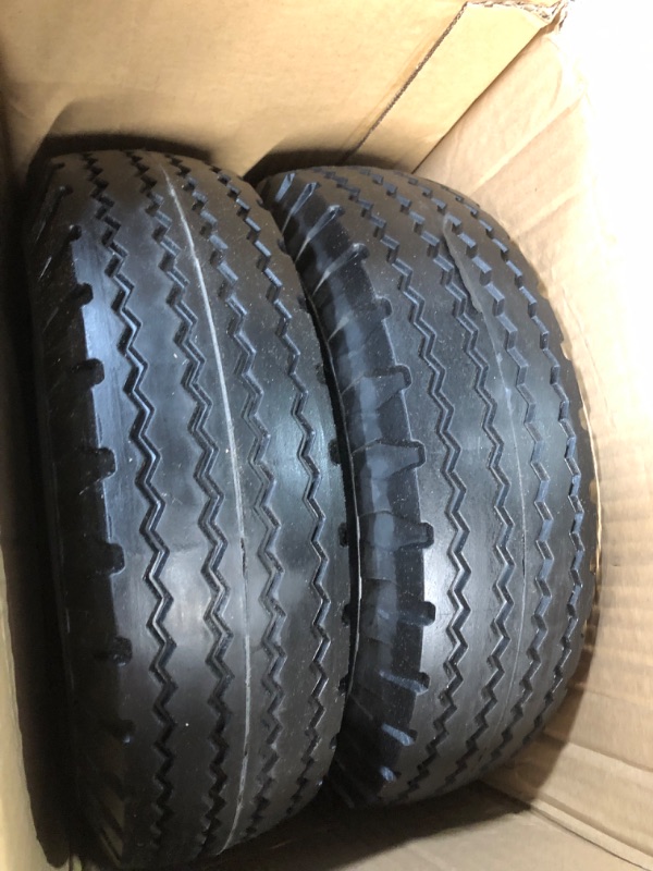 Photo 5 of 2-Pack 4.10/3.50-6" Flat Free Tire with Rim,13" Hand Truck Utility Universal Wheels, 3" Centered Hub with 5/8" Ball Bearings,w/Grease Fitting,410/350-6",410/350x6