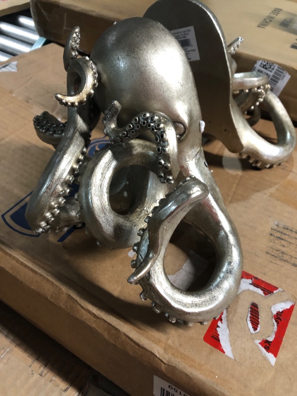 Photo 2 of Creative Co-Op Octopus Shaped Resin (Set of 2 Pieces) Bookends, Silver, 2