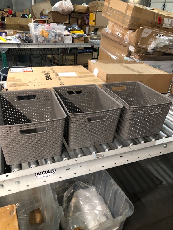 Photo 1 of **PACK OF 3 **Sterilite 12736A06 Tall Weave Basket, Cement