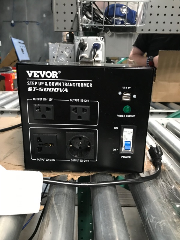 Photo 3 of VEVOR Voltage Converter Transformer,5000W Heavy Duty Step Up/Down Transformer Converter(240V to 110V, 110V to 240V),2 US&1 UK&1 Universal Outlet with Circuit Break Protection,5V USB Port,CE Certified