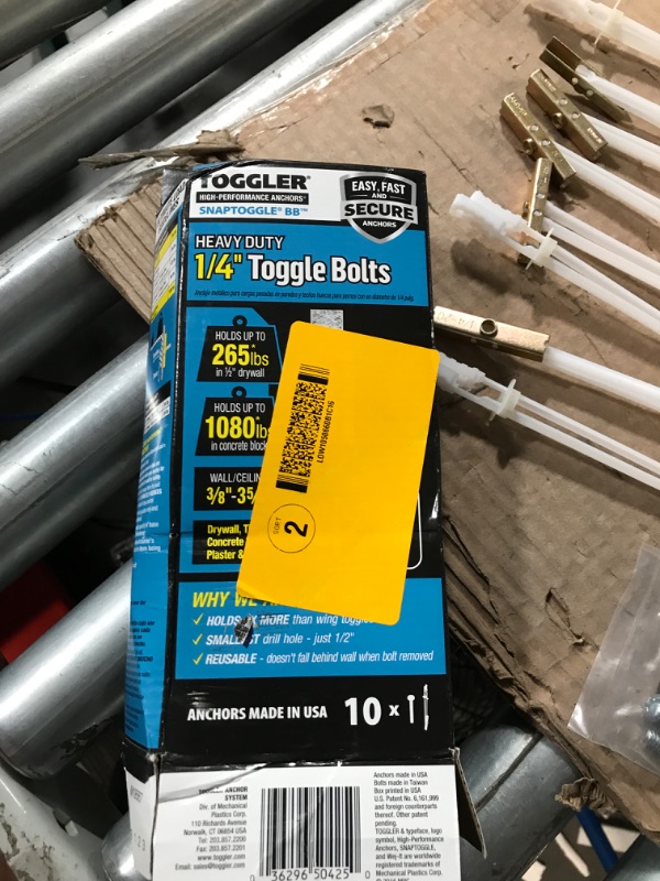 Photo 1 of **THERE ARE 8 TOGGLES & 10 BOLTS**TOGGLER SNAPTOGGLE BB Toggle Anchor with Bolts, Zinc-Plated Steel Channel, Made in US, 3/8" to 3-5/8" Grip Range, For 1/4"-20 UNC Fastener Size