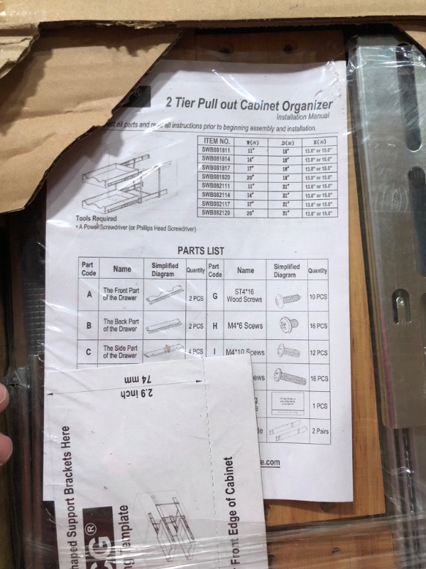 Photo 4 of 2 Tier Pull Out Drawers for Kitchen Cabinets 11" W x 21" D, Double Tier Slide Out Wood Cabinet Organizer, Pull Out Shelves for Base Cabinet Organization in Kitchen, Pantry, Bathroom 11W21D 2 Tier