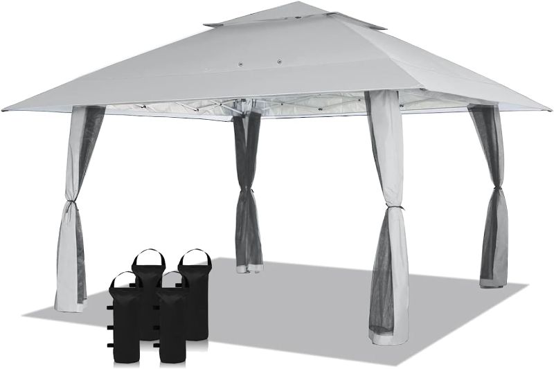 Photo 1 of CROWN SHADES 13X13 Outdoor Pop Up Gazebo Base 10X10 Patio Gazebos Patented Center Lock Quick Setup Newly Designed Storage Bag Instant Canopy Tent with Mosquito Nettings