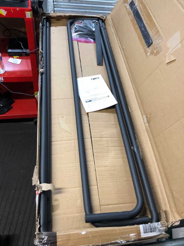 Photo 1 of TMEE 8ft Firewood Rack Outdoor Heavy Duty Log Rack Firewood Storage Rack Holder Steel Tubular Easy Assemble Fire Wood Rack for Patio Kindling Logs Storage Steel Tubular Wood Pile Rack Tool Black (8ft)