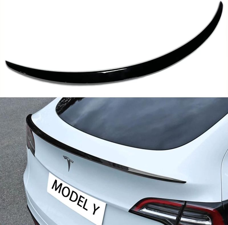 Photo 1 of AOSKonology for Tesla Model Y Rear Spoiler Wings ABS for 2020-2023 Tesla Model Y Rear Trunk Spoiler Lip Tail Wing Rear Trunk Lid (OEM Spoiler, Matt Black) OEM Spoiler Matt Black