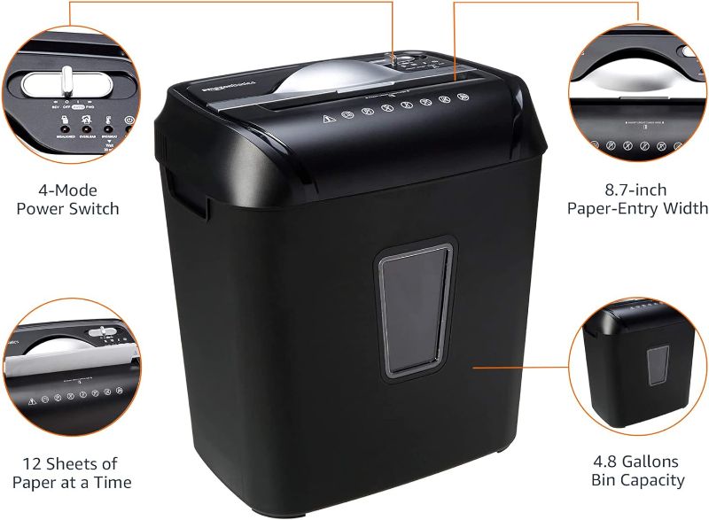 Photo 1 of Amazon Basics 12 Sheet Cross Cut Paper and Credit Card Home Office Shredder, Black