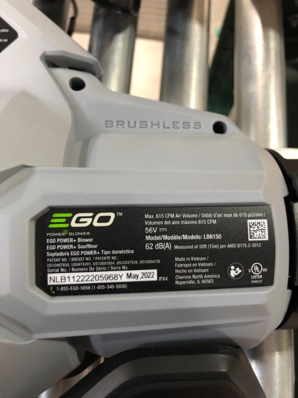 Photo 4 of **PARTS ONLY**
EGO Power+ LB6151 615 CFM Variable-Speed 56-Volt Lithium-ion Cordless black 615 CFM Blower Kit w/ 2.5 Ah Battery