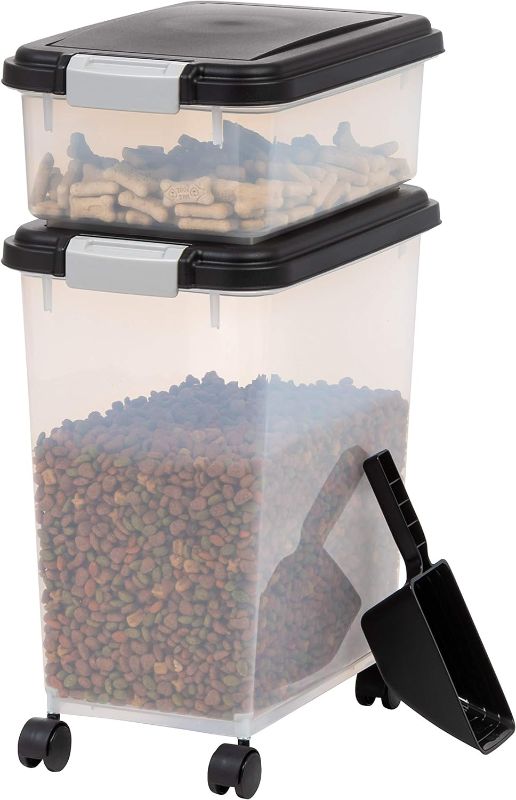 Photo 1 of *See Notes* IRIS USA 33qt + 12qt Airtight Pet Food Storage Container Combo with Scoop, Black