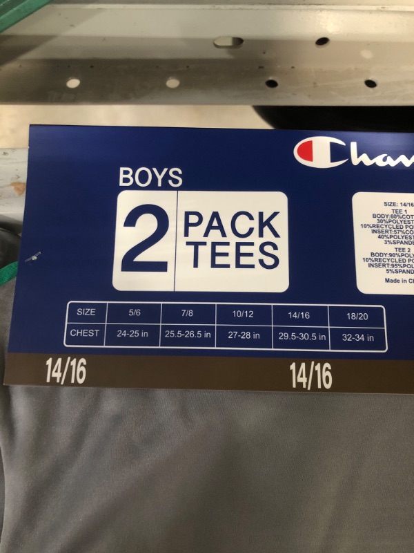 Photo 1 of Champion Boys 2-Pack Moisture Wicking UPF 30 Soft Tagless Tees (Kelly Green/Concrete 14/16)