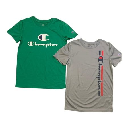 Photo 1 of Champion Boys 2-Pack Moisture Wicking UPF 30 Soft Tagless Tees (Kelly Green/Concrete 14/16)