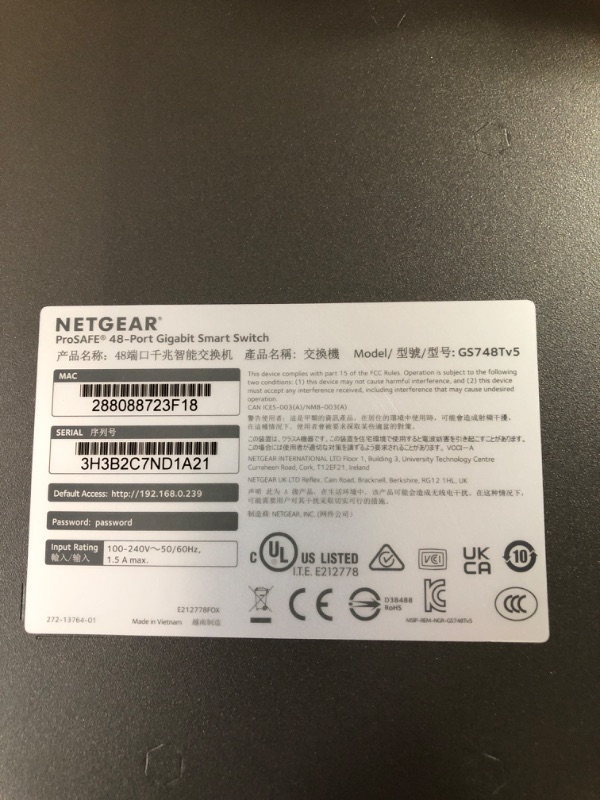 Photo 5 of NETGEAR 48-Port Gigabit Ethernet Smart Switch (GS748T) - Managed, with 2 x 1G SFP and 2 x 1G Combo, Desktop or Rackmount, and Limited Lifetime Protection