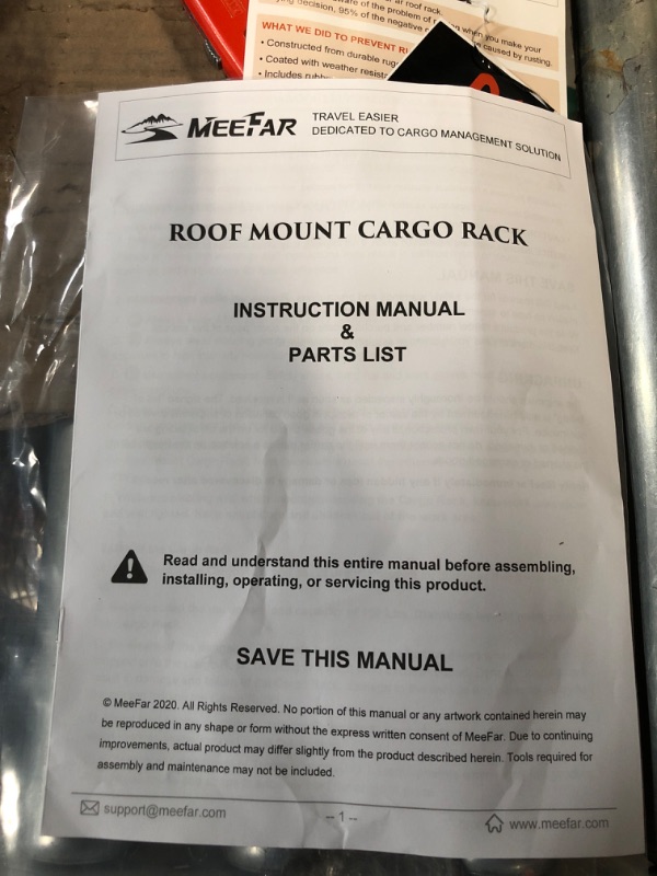 Photo 4 of MeeFar Roof Rack Carrier Basket Universal Rooftop Cargo Carrier Basket 51" X 36" X 5" + Waterproof Cargo Bag 15 Cubic Feet (44" 34" 17"), and Cargo Net with Attachment Hooks, Ratchet Straps ROOF BASKET and BAG