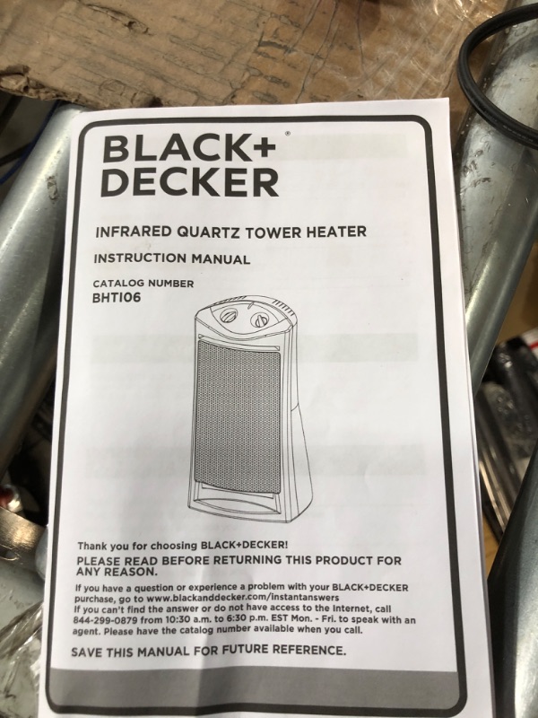 Photo 1 of *See Notes* BLACK+DECKER Infrared Quartz Tower Manual Control Indoor HeaterBlack  (PARTS ONLY)