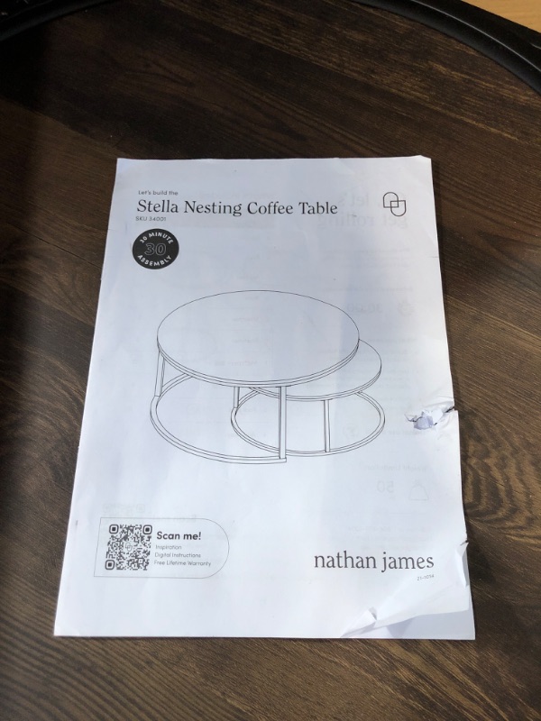 Photo 4 of ***NOT FUNCTIONAL - MISSING PARTS - CANNOT BE ASSEMBLED - SEE NOTES***
Nathan James Stella Round Modern Nesting Coffee Table Set