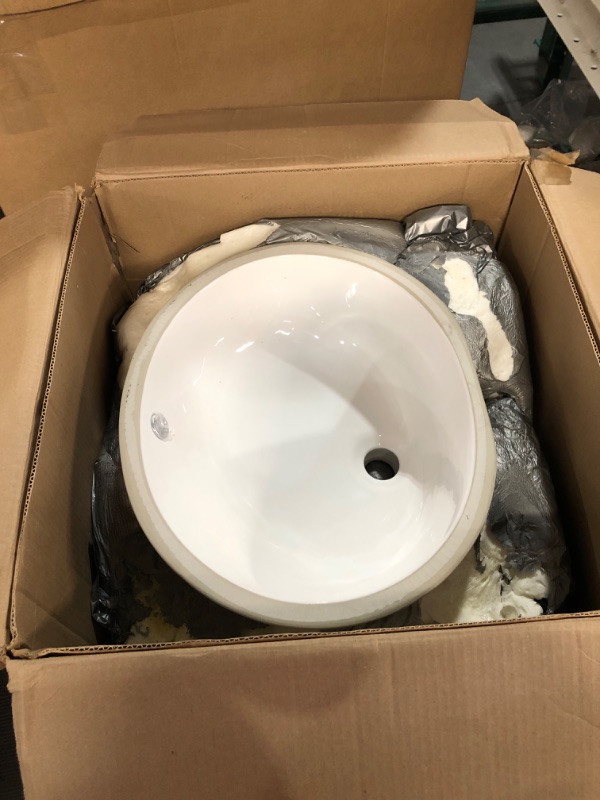 Photo 4 of 2 Pack 17 inch x 14 inch Oval Porcelain Ceramic Undermount Bathroom Vanity Vessel Sink, White White 17"x14"