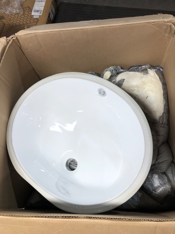 Photo 3 of 2 Pack 17 inch x 14 inch Oval Porcelain Ceramic Undermount Bathroom Vanity Vessel Sink, White White 17"x14"