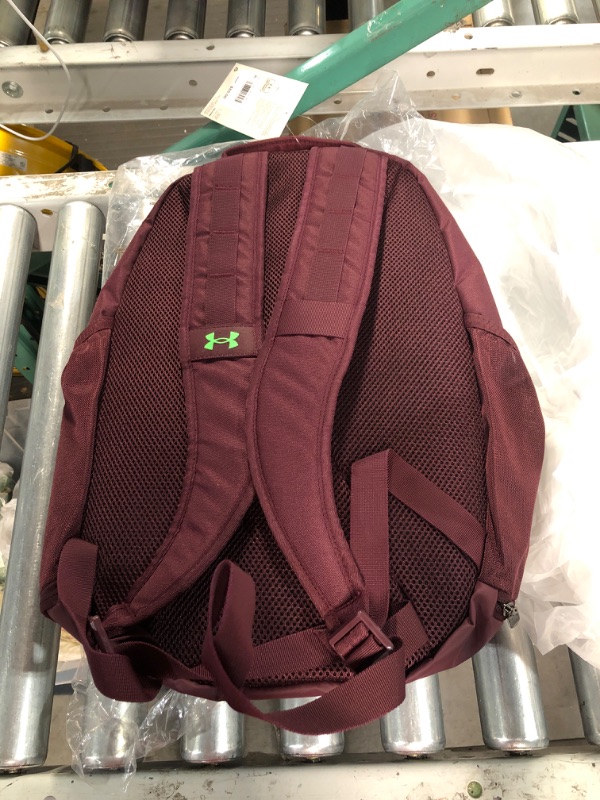 Photo 3 of USED - Under Armour Unisex Hustle 5.0 Backpack (602) Dark Maroon / Green Screen / Misty Purple One Size