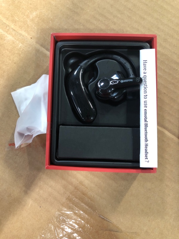 Photo 2 of emotal Dual-Mic AI Noise Cancelling Bluetooth Headset for Cell Phones, 10 Days Standby 30Hrs HD Talktime Bluetooth Earpiece IPX6 Waterproof Ultralight for Driving/Truckers/Business EM-BT01