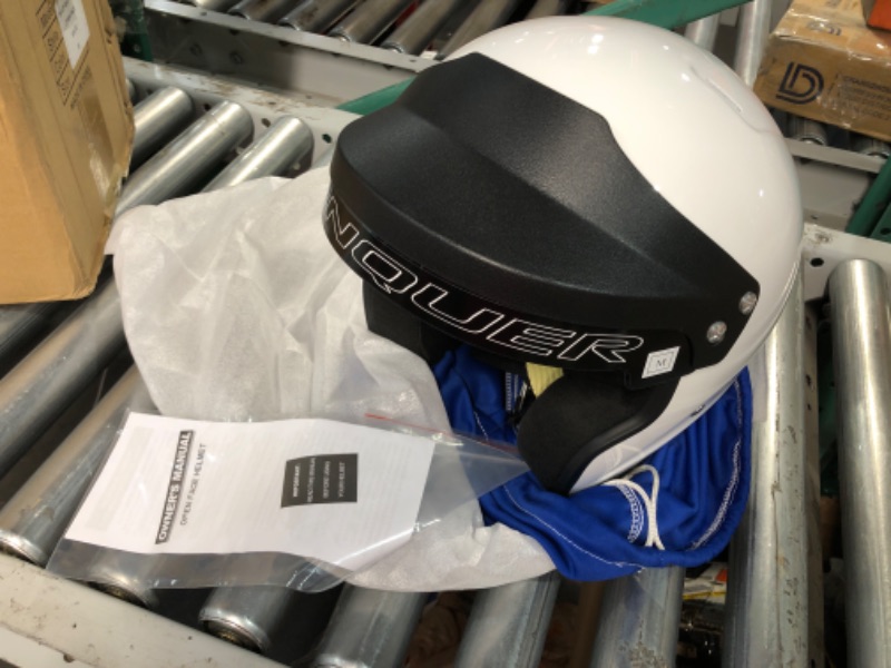 Photo 4 of Conquer Snell SA2020 Approved Open Face Auto Racing Helmet Medium White, Hat Size 6(3/4) to 6(7/8)