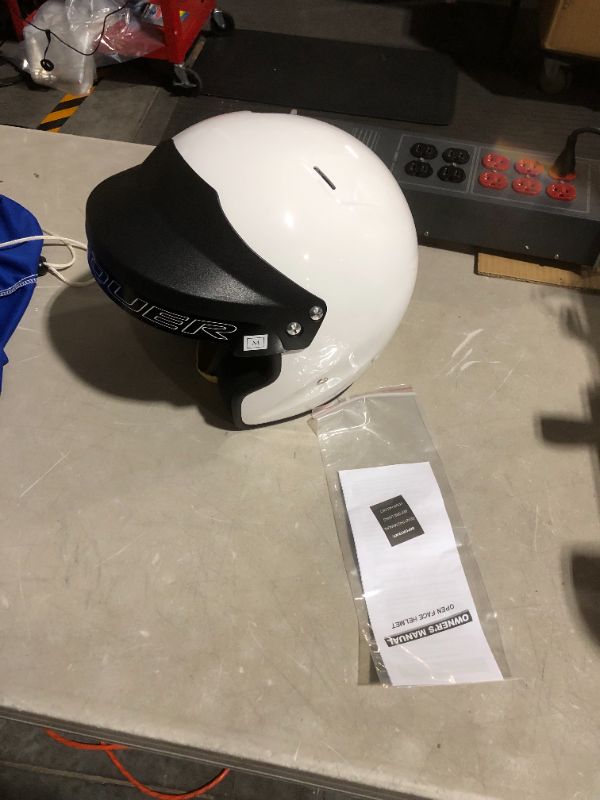 Photo 2 of Conquer Snell SA2020 Approved Open Face Auto Racing Helmet Medium White, Hat Size 6(3/4) to 6(7/8)