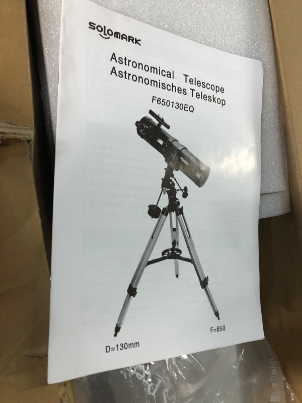 Photo 2 of USED -Telescope 130EQ Newtonian Reflector Telescopes for Adults, Professional Telescopes for Adults Astronomy, Comes with 1.5X Barlow Lens Smartphone Adapter & 13% T Moon Filter