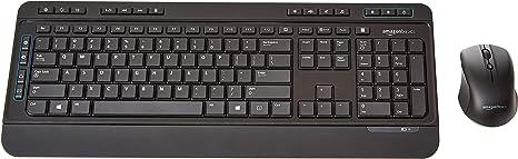 Photo 1 of Amazon Basics Wireless Computer Keyboard and Mouse Combo - Full Size - US Layout (QWERTY) & Gel Computer Mouse Pad with Wrist Support Rest