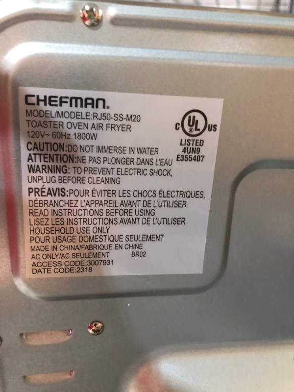 Photo 2 of **SEE NOTES/FOR PARTS**
Chefman 7-in-1 Air Fryer 6 Slice Toaster Oven