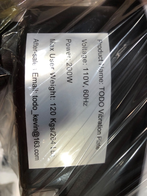 Photo 2 of **UNABLE TO TEST**
TODO Vibration Plate Exercise Machine Whole Body Vibration Machine for Relieving Muscle Tightness, Remote Control/3 Resistance Loops/Resistance Bands black / white