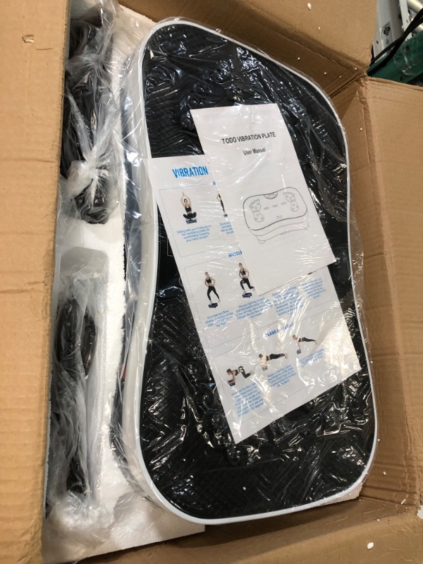 Photo 3 of **UNABLE TO TEST**
TODO Vibration Plate Exercise Machine Whole Body Vibration Machine for Relieving Muscle Tightness, Remote Control/3 Resistance Loops/Resistance Bands black / white