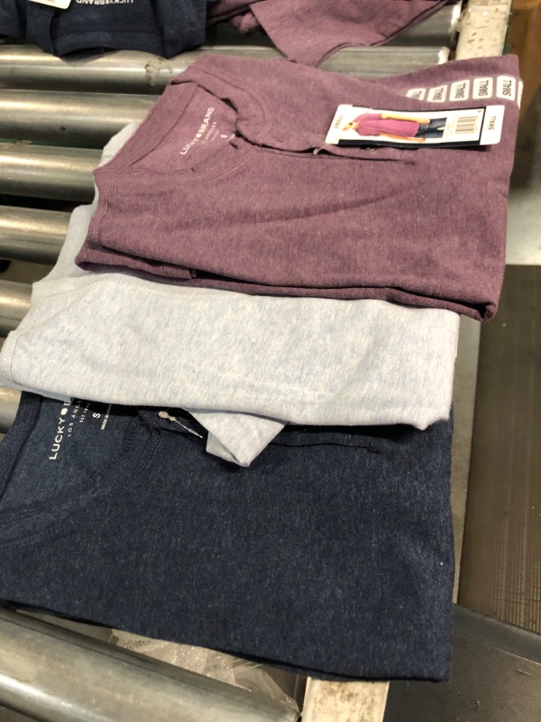 Photo 1 of 3 pack - Lucky Brand Men's Short Sleeve Henley Three Button Tee (vintage violet, light blue, Navy blue )
