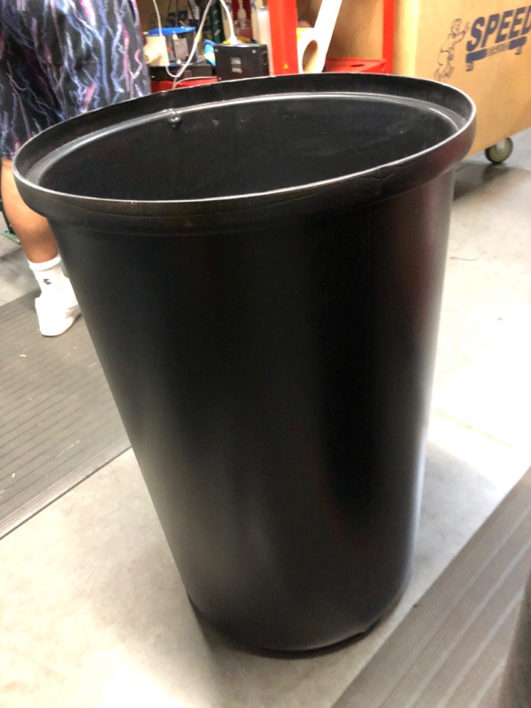 Photo 3 of Safco Products Open Top Trash Receptacle for Hands-Free Disposal - 30 Gallon Capacity, Modern Styling - Black (9920BL) Black 30 Gallon