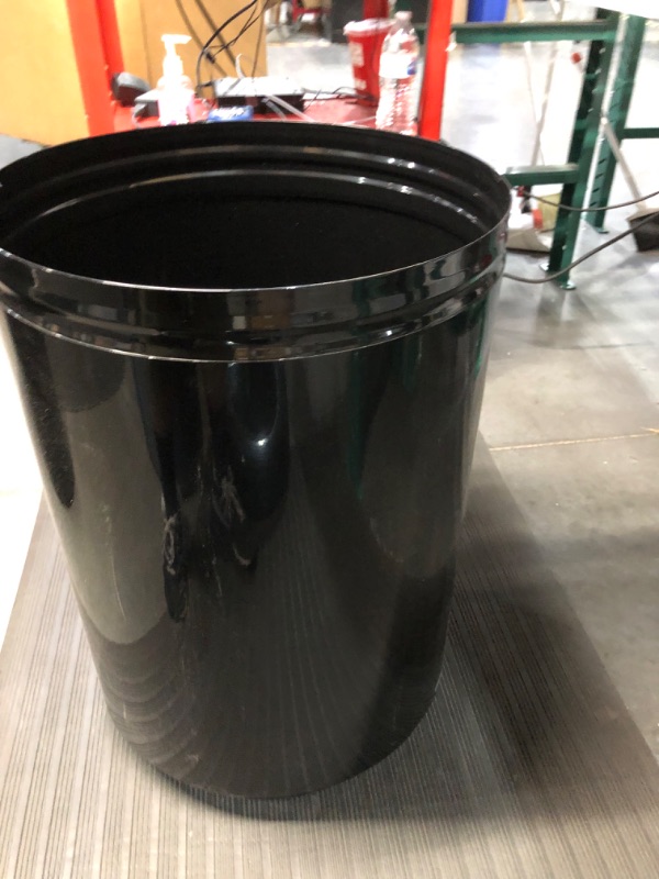 Photo 2 of Safco Products Open Top Trash Receptacle for Hands-Free Disposal - 30 Gallon Capacity, Modern Styling - Black (9920BL) Black 30 Gallon