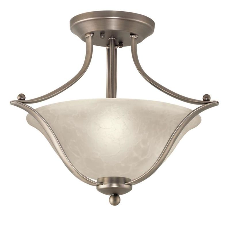 Photo 1 of Portfolio 17-5/16-in W Brushed Nickel Alabaster Glass Semi-Flush Mount Light
