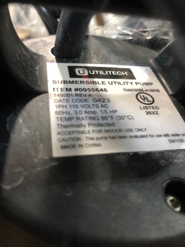 Photo 3 of **PARTS ONLY**
Utilitech 0.167-HP Thermoplastic Submersible Utility Pump | 148001