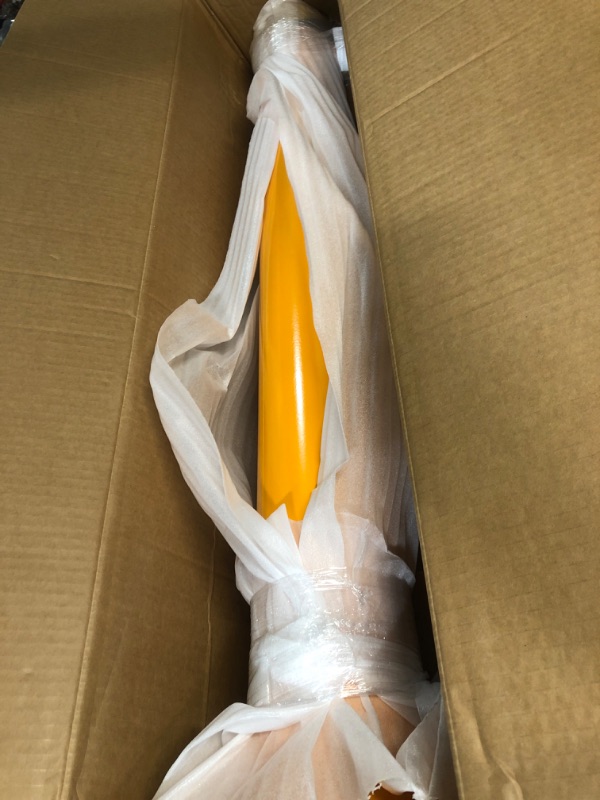 Photo 2 of DorBuphan 42-4.5 Bollards 4-1/2" OD 42" Height Safety Bollard Yellow Powder Coat Street Bollard Parking Post 4 Free Anchor Bolts for Garage or Parking Lot 42"H X 4.5"D