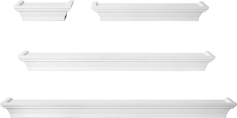 Photo 1 of MELANNCO Floating Wall Shelves for Bedroom, Living Room, Bathroom, Kitchen, Nursery, Set of 4, White