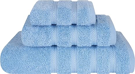 Photo 1 of **Stock photo reference only**cotton bath 3-piece towel set light blue