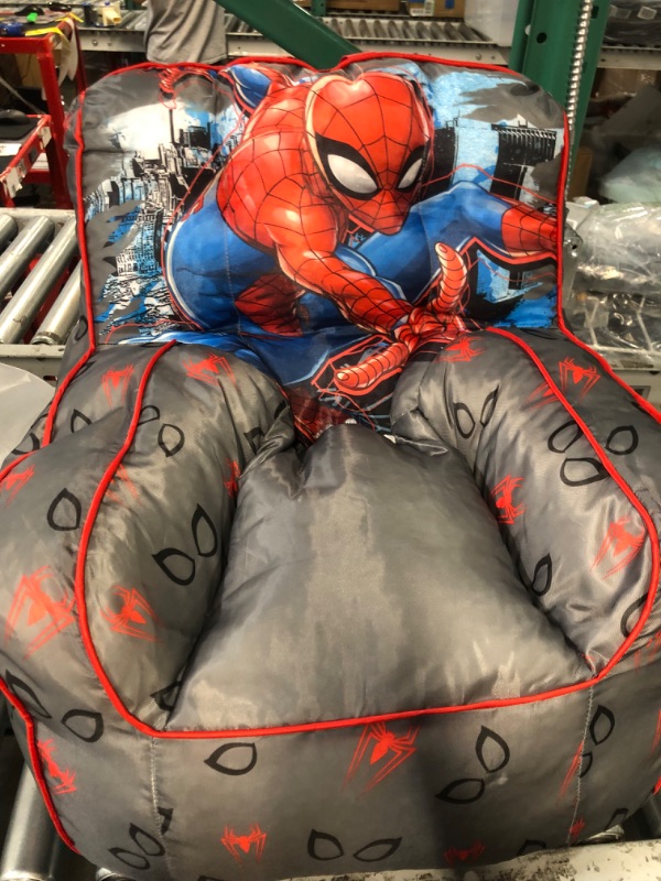 Photo 2 of *DAMAGED SEE NOTES* Idea Nuova Marvel Spiderman Toddler Nylon Bean Bag Chair with Piping & Top Carry Handle, Large