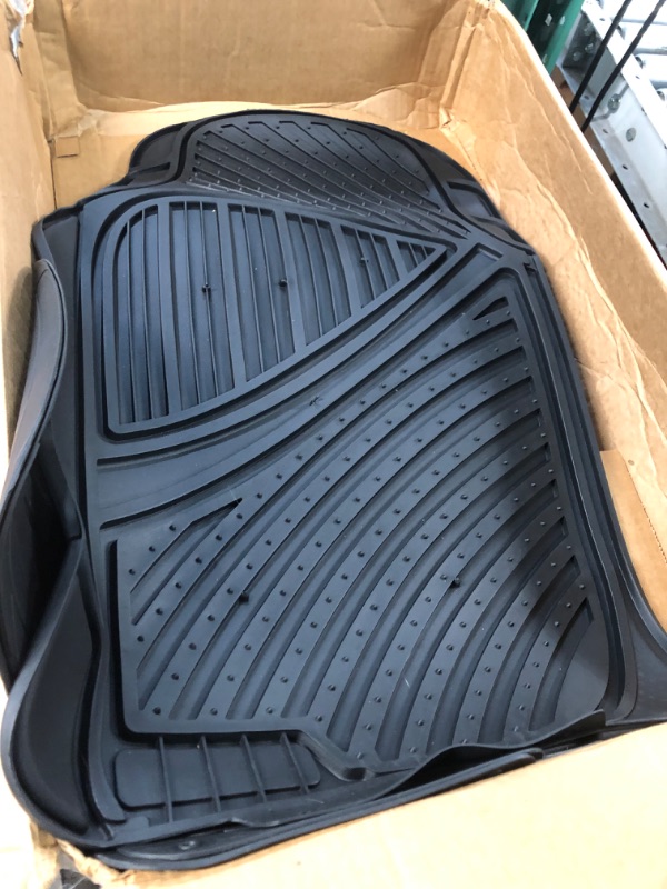 Photo 3 of Motor Trend FlexTough Performance All Weather Rubber Car Floor Mats with Cargo Liner (Black)