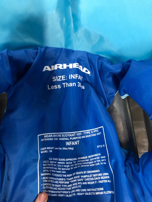 Photo 4 of AIRHEAD Treasure Infant and Child US Coast Guard Approved Life Vest