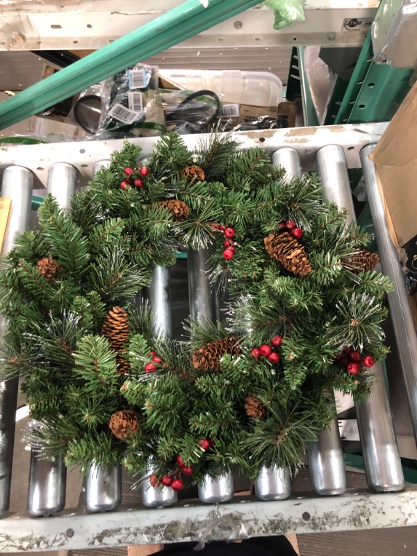 Photo 2 of * used item * please see all images * 
National Tree Company Pre-Lit Artificial Christmas Wreath, Green, Crestwood Spruce, White Lights